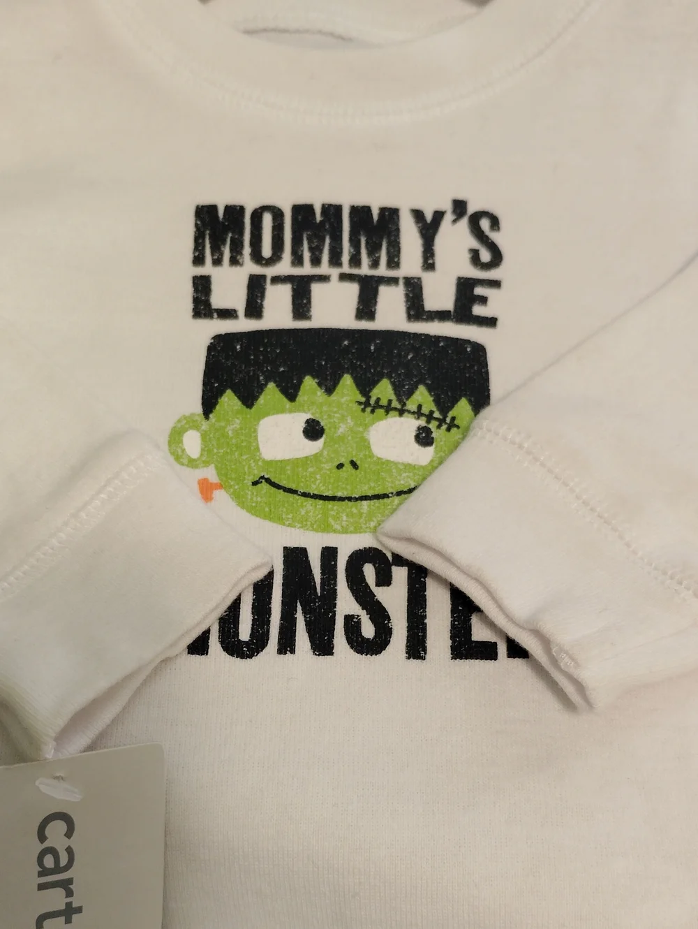 Carter's Cotton Baby Onesie White Long-Sleeve 'Mommy's Little Monster' One-Piece